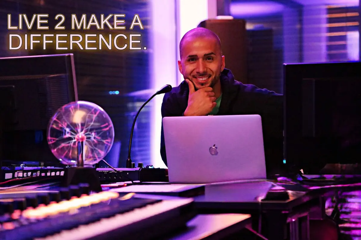 Birol Isik working at professional studio setup with laptop demonstrating AI tools for content creation and digital marketing